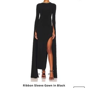 Revolve - Norma Kamali Dress - Ribbon Sleeve Gown in Black - Size S